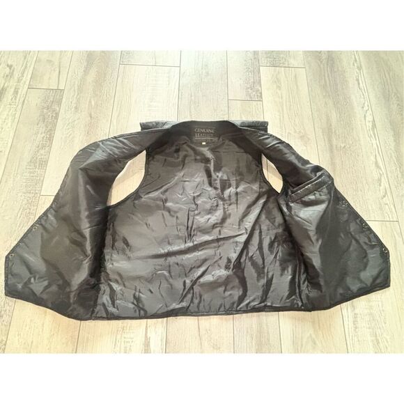 Vintage Italian Stone design Genuine Leather black ￼vest size XL - Picture 8 of 12